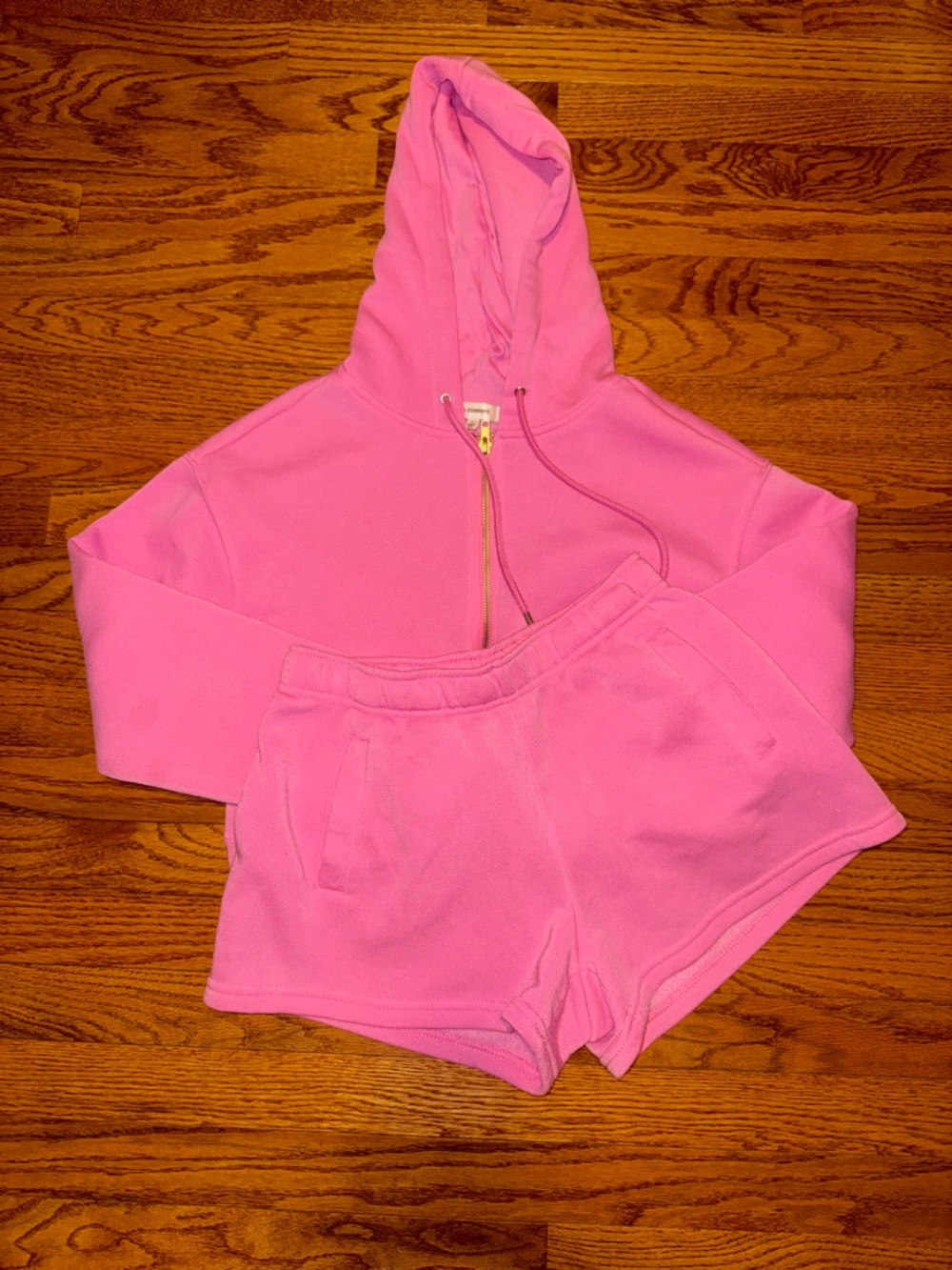 Pink cropped hoodie & shorts set